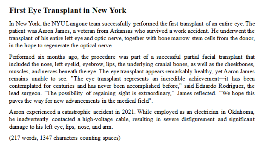 Screenshot of the final, clean version of the edited English translation after all changes were accepted.